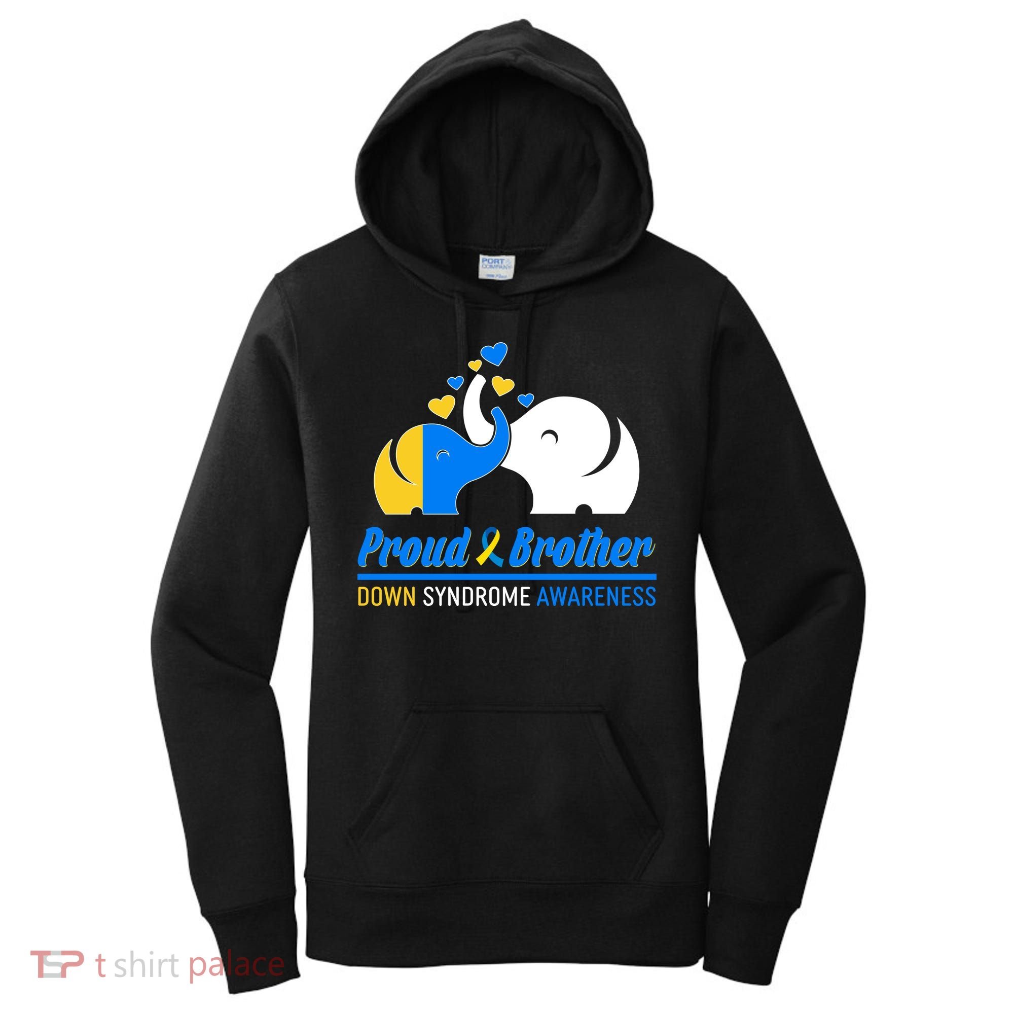 Proud Brother Down Syndrome Awareness Elephants Women's Hoodie