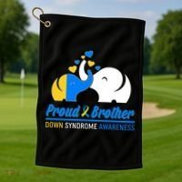 Proud Brother Down Syndrome Awareness Elephants Golf Towel thumb 1