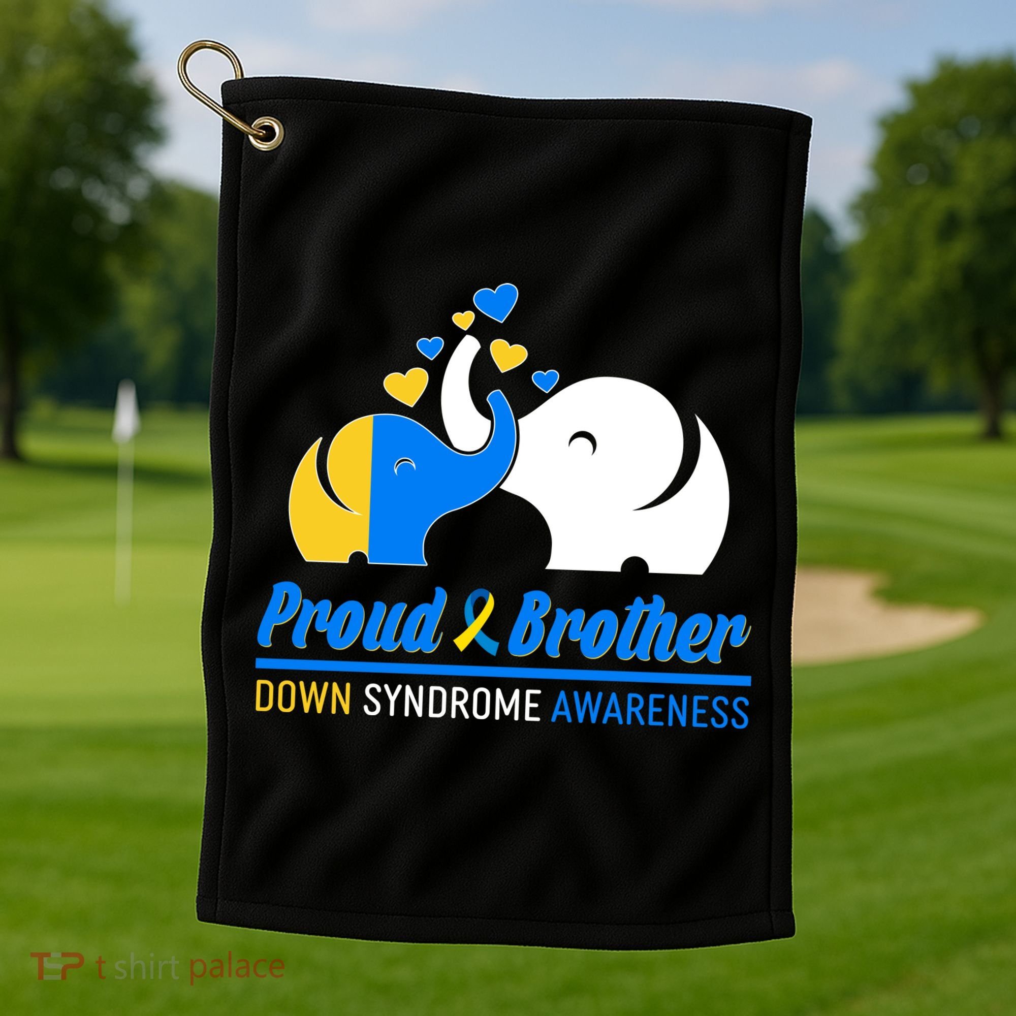 Proud Brother Down Syndrome Awareness Elephants Golf Towel