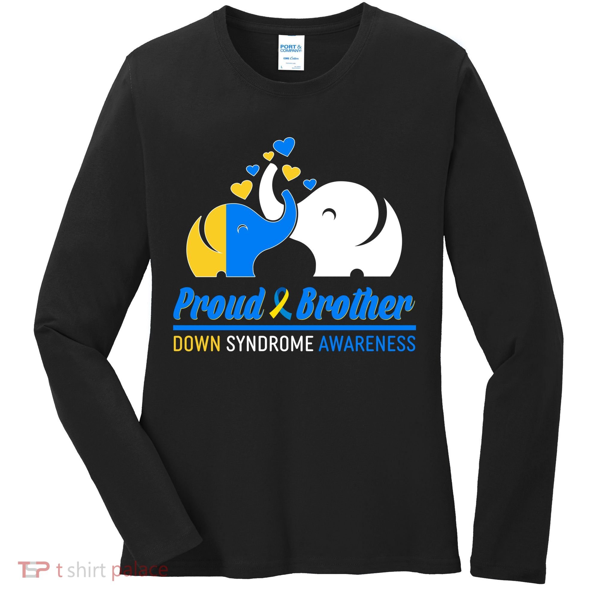 Proud Brother Down Syndrome Awareness Elephants Women's Long Sleeve Shirt