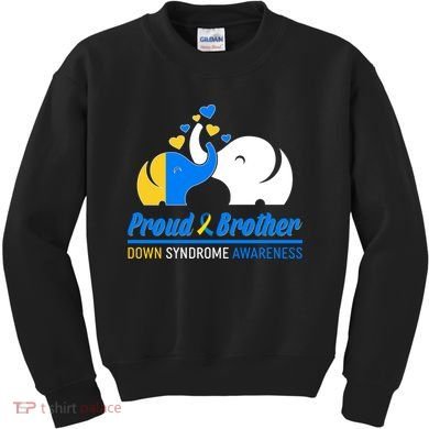 Proud Brother Down Syndrome Awareness Elephants Kids Sweatshirt