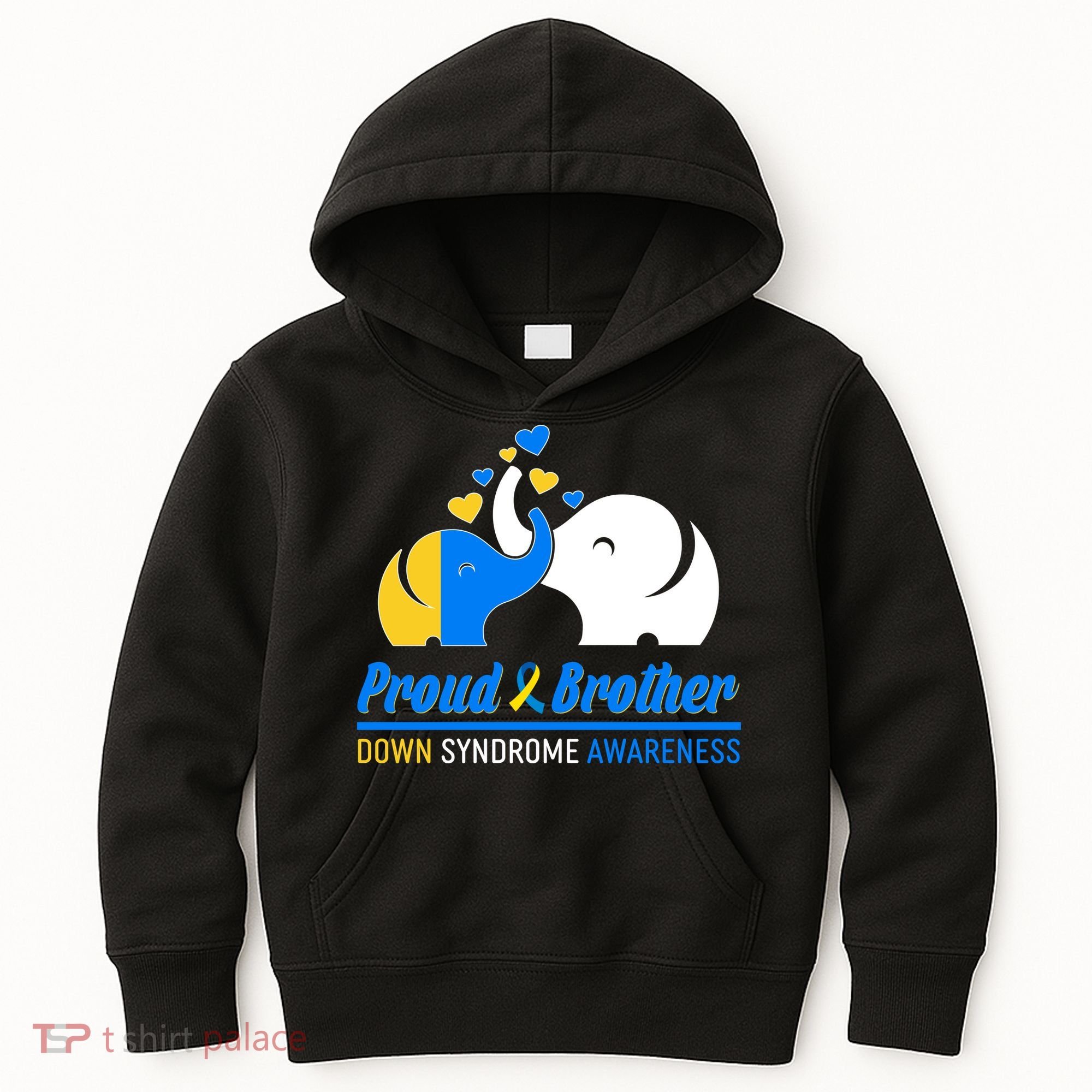 Proud Brother Down Syndrome Awareness Elephants Kids Hoodie