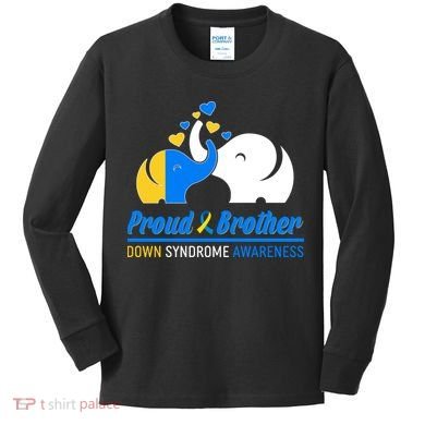 Proud Brother Down Syndrome Awareness Elephants Kids Long Sleeve Shirt