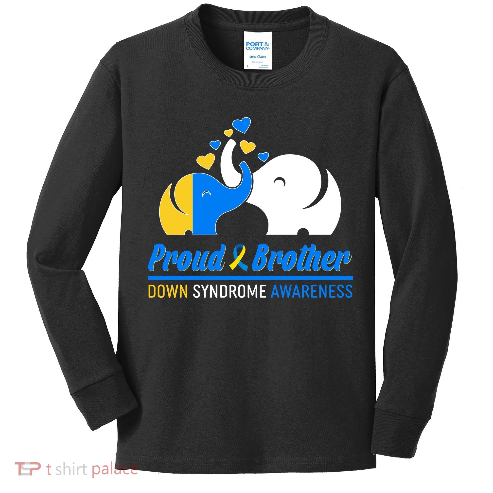 Proud Brother Down Syndrome Awareness Elephants Kids Long Sleeve Shirt