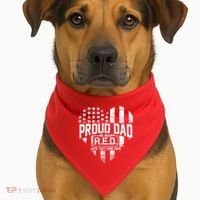 Proud Dad We Wear RED Until They Come Home USA-Made Doggie Bandana thumb 1