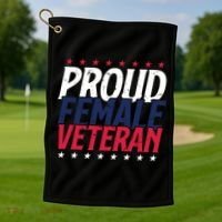 Proud Female Veteran Golf Towel thumb 1