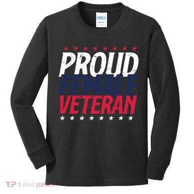 Proud Female Veteran Kids Long Sleeve Shirt