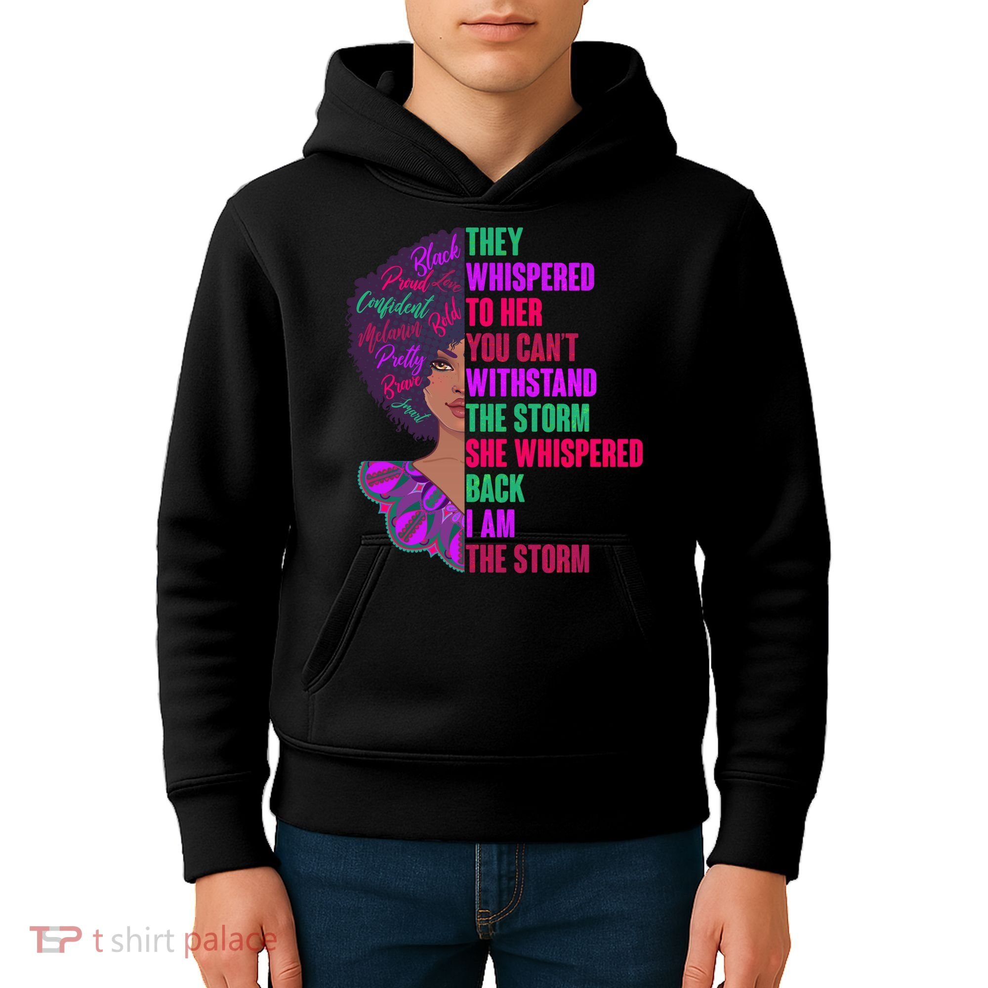 Proud Inspiring Black Woman I Am The Storm Kids Hoodie