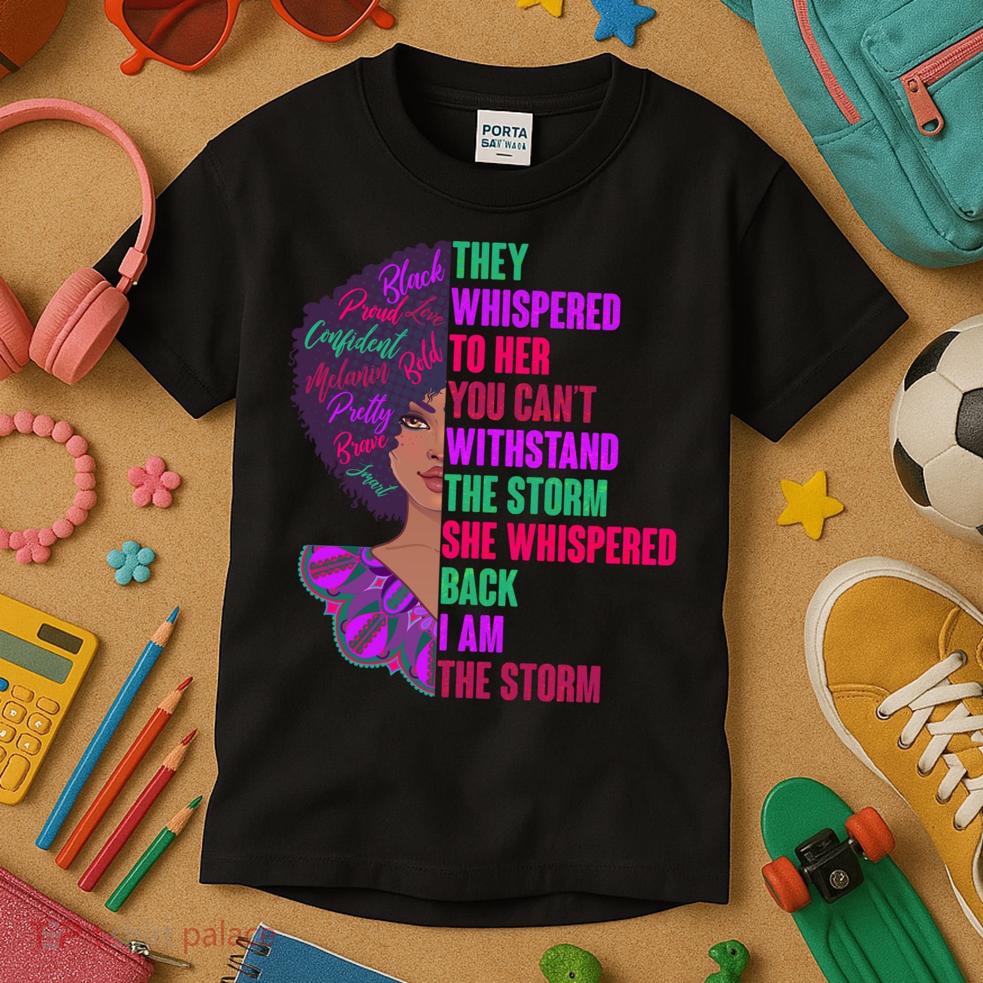 Proud Inspiring Black Woman I Am The Storm Kids T-Shirt