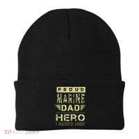 Proud Marine Dad Most People Never Meet Their Hero I Raised Mine Beanie thumb 0