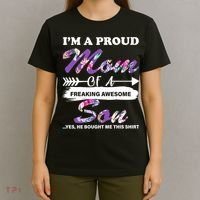 Proud Mom Of A Freaking Awesome Son T-Shirt thumb 4