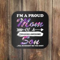 Proud Mom Of A Freaking Awesome Son Coaster thumb 0
