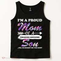 Proud Mom Of A Freaking Awesome Son Tank Top thumb 2