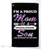 Proud Mom Of A Freaking Awesome Son Golf Towel thumb 0