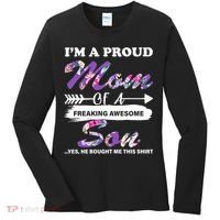 Proud Mom Of A Freaking Awesome Son Women's Long Sleeve Shirt thumb 0