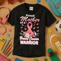 Proud Mother Of A Breast Cancer Warrior Kids T-Shirt thumb 3