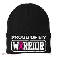 Proud Of My Warrior Breast Cancer Beanie thumb 0