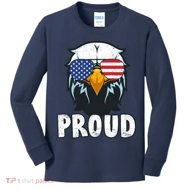 Proud Patriotic Eagle Kids Long Sleeve Shirt