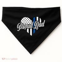 Proud Police Dad Blue Thin Line USA-Made Doggie Bandana thumb 0