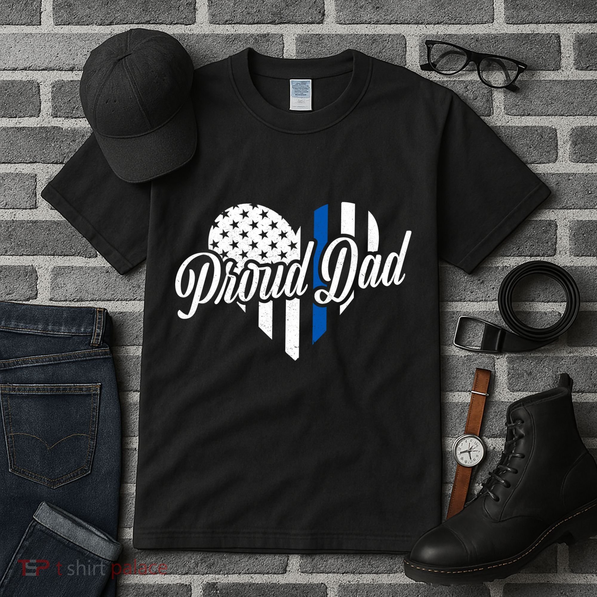 Proud Police Dad Blue Thin Line Tall T-Shirt