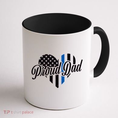 Proud Police Dad Blue Thin Line Coffee Mug back