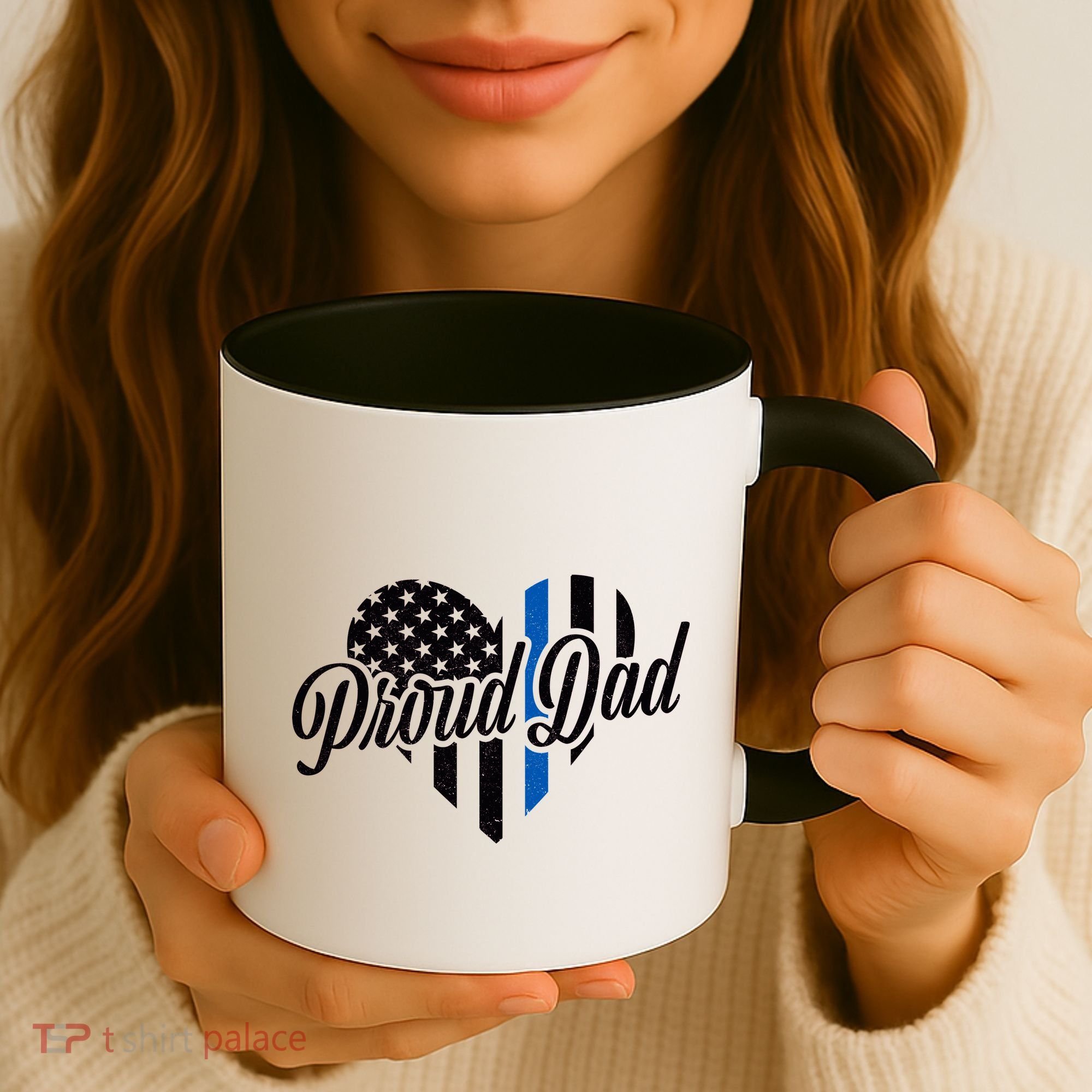 Proud Police Dad Blue Thin Line Coffee Mug