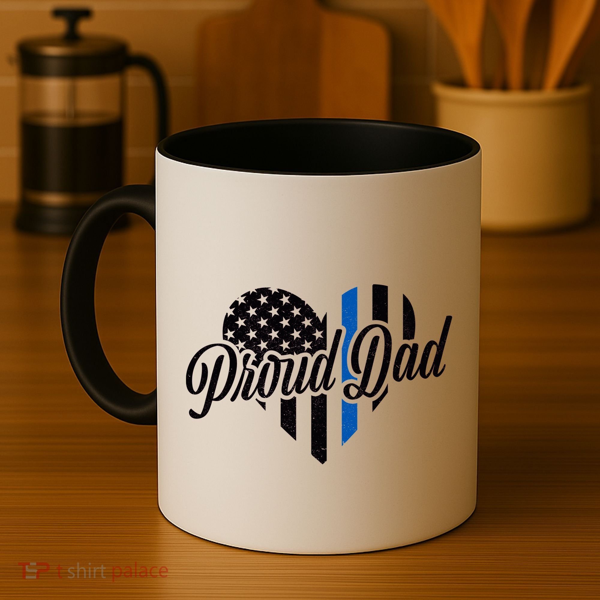 Proud Police Dad Blue Thin Line Coffee Mug