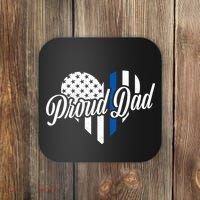 Proud Police Dad Blue Thin Line Coaster thumb 0