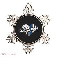 Proud Police Dad Blue Thin Line Ornament thumb 0