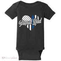 Proud Police Dad Blue Thin Line Baby Bodysuit thumb 0