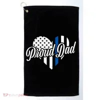 Proud Police Dad Blue Thin Line Golf Towel thumb 0