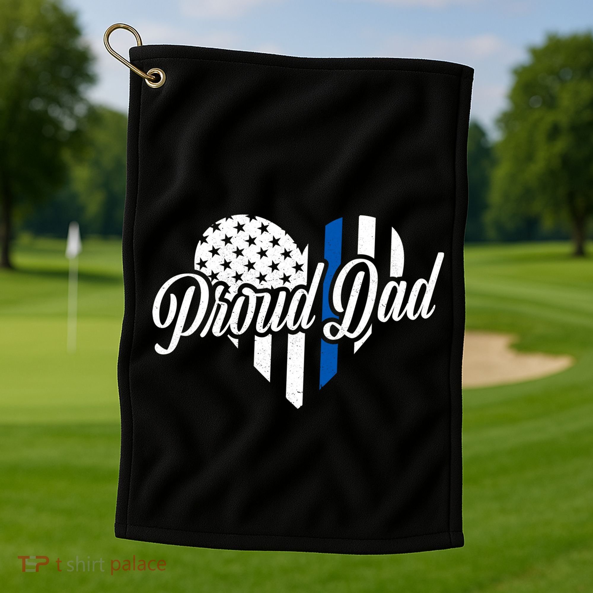Proud Police Dad Blue Thin Line Golf Towel