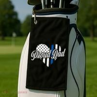 Proud Police Dad Blue Thin Line Golf Towel thumb 2
