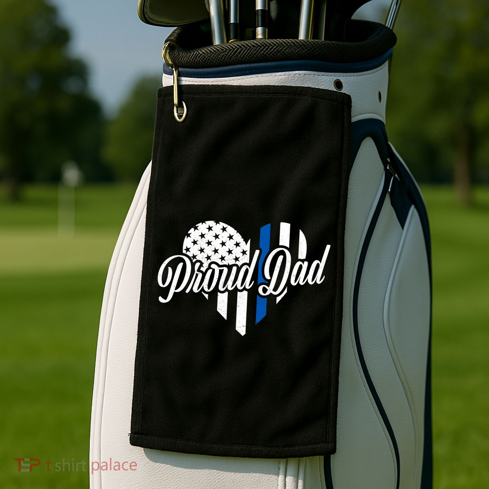Proud Police Dad Blue Thin Line Golf Towel