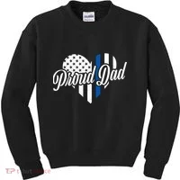 Proud Police Dad Blue Thin Line Kids Sweatshirt thumb 0