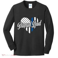 Proud Police Dad Blue Thin Line Kids Long Sleeve Shirt thumb 0