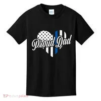 Proud Police Dad Blue Thin Line Kids T-Shirt thumb 0