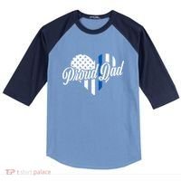 Proud Police Dad Blue Thin Line Raglan Baseball Sleeve Shirt thumb 0
