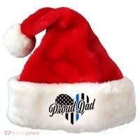 Proud Police Dad Blue Thin Line Santa Hat thumb 0
