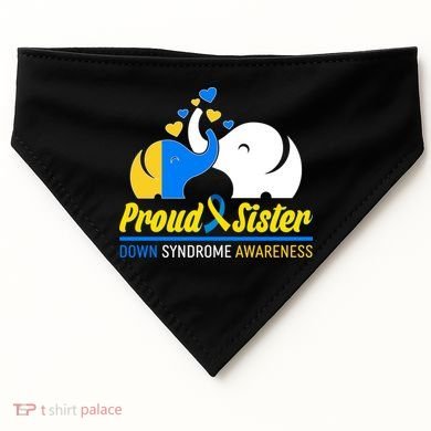 Proud Sister Down Syndrome Awareness Elephants USA-Made Doggie Bandana