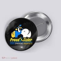 Proud Sister Down Syndrome Awareness Elephants Button thumb 0