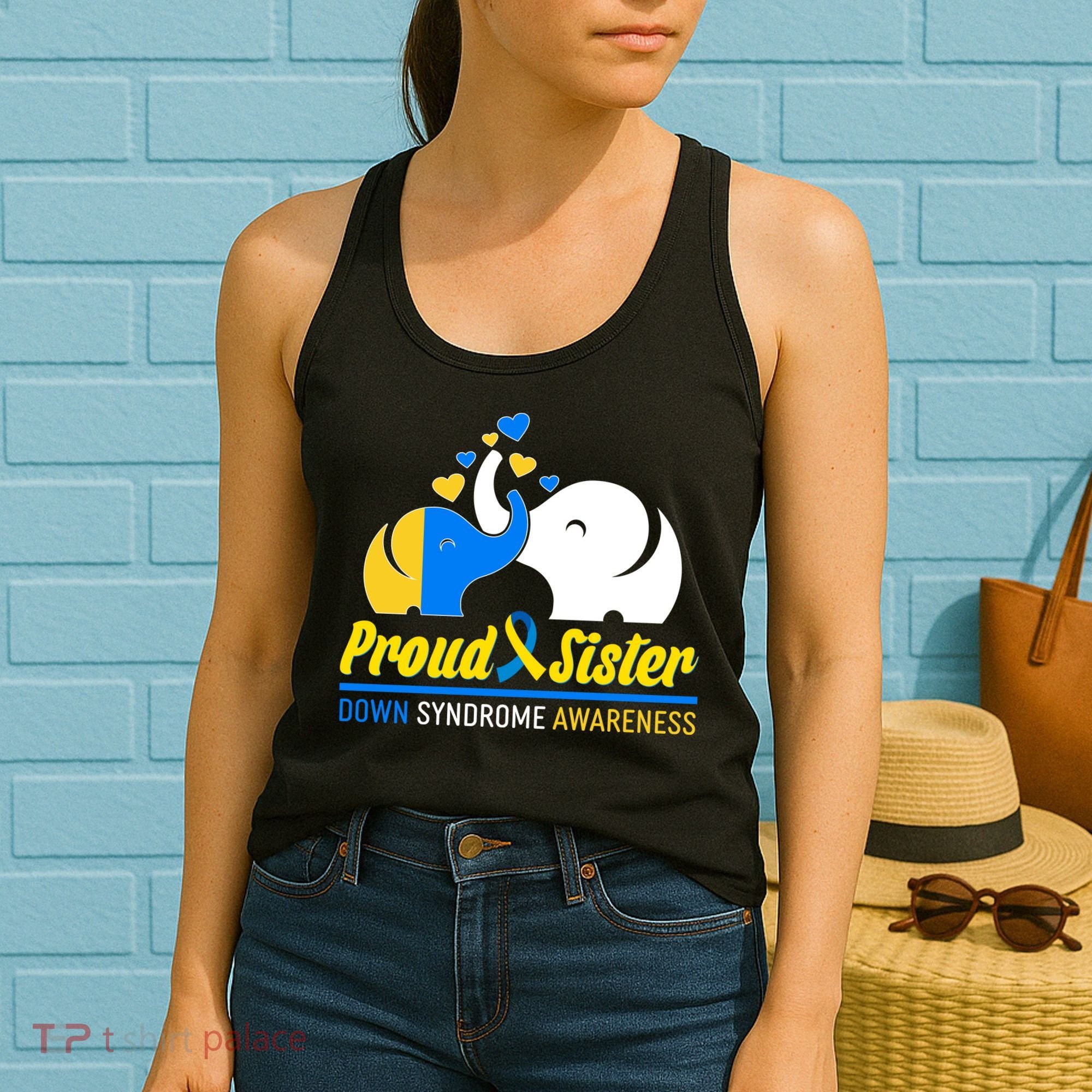 Proud Sister Down Syndrome Awareness Elephants Women's Tank Top