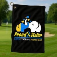 Proud Sister Down Syndrome Awareness Elephants Golf Towel thumb 1