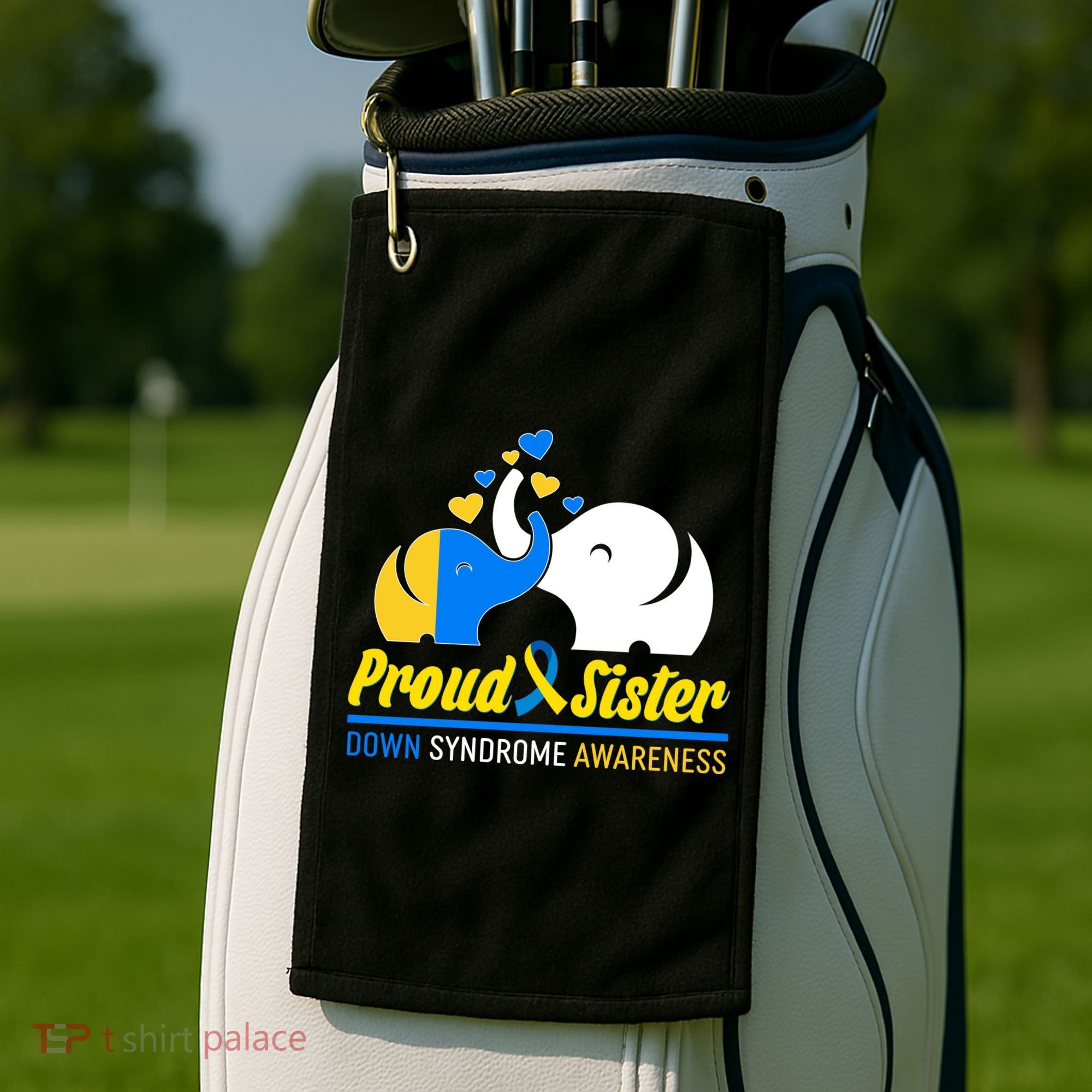 Proud Sister Down Syndrome Awareness Elephants Golf Towel