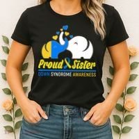 Proud Sister Down Syndrome Awareness Elephants Women's T-Shirt thumb 2