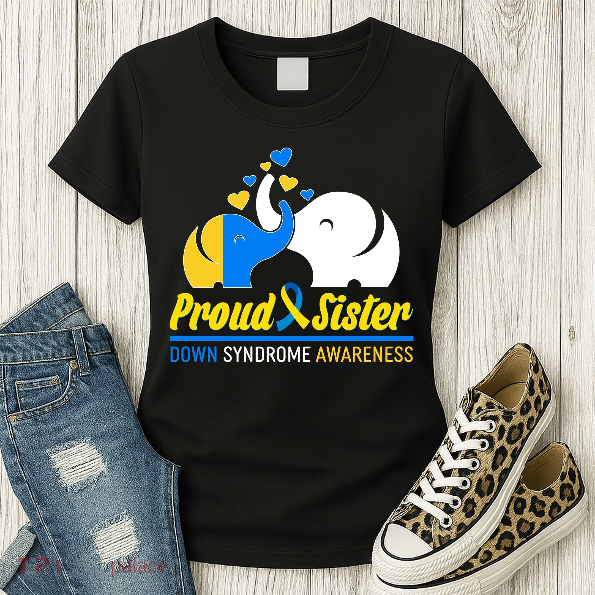 Proud Sister Down Syndrome Awareness Elephants Women's T-Shirt