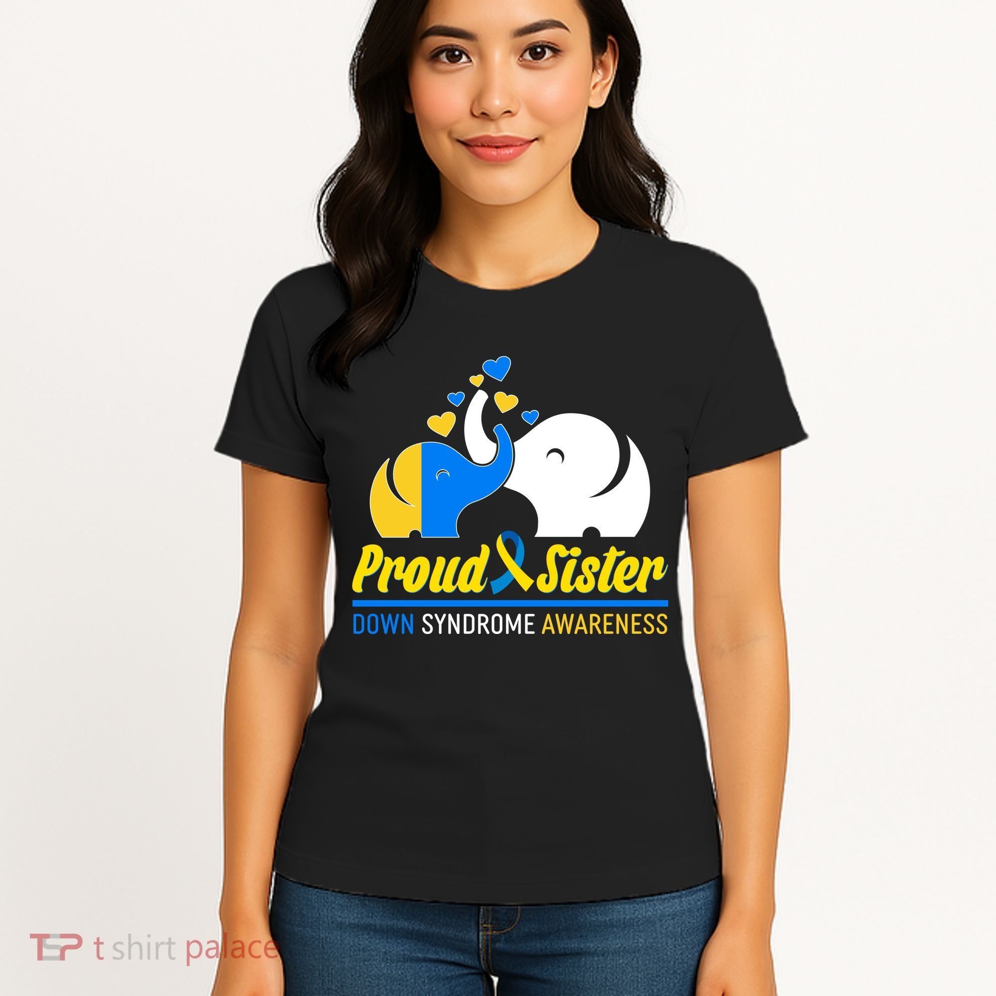 Proud Sister Down Syndrome Awareness Elephants Women's T-Shirt