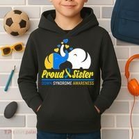 Proud Sister Down Syndrome Awareness Elephants Kids Hoodie thumb 2