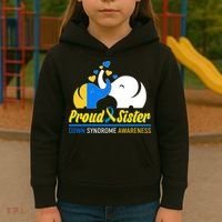 Proud Sister Down Syndrome Awareness Elephants Kids Hoodie thumb 3
