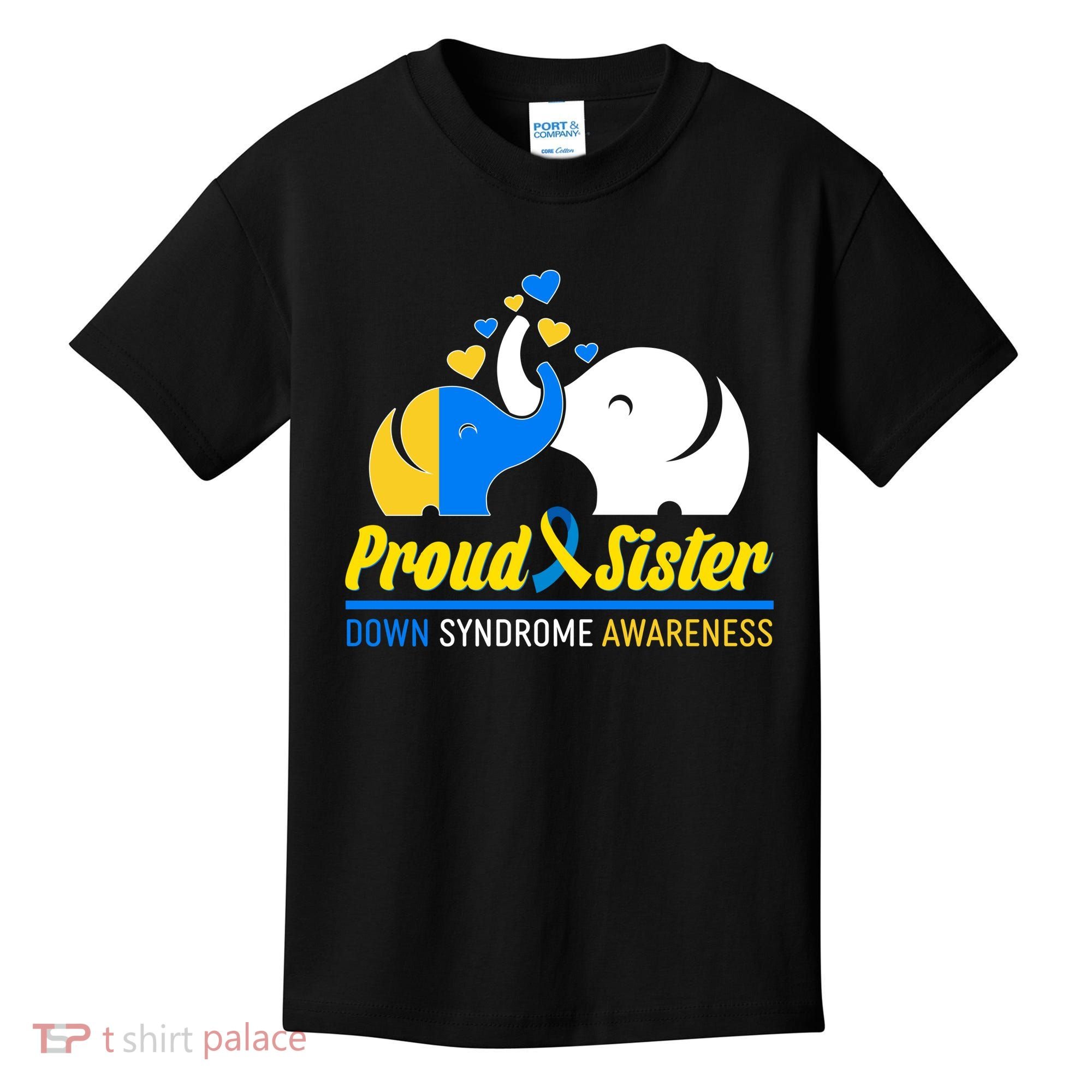 Proud Sister Down Syndrome Awareness Elephants Kids T-Shirt